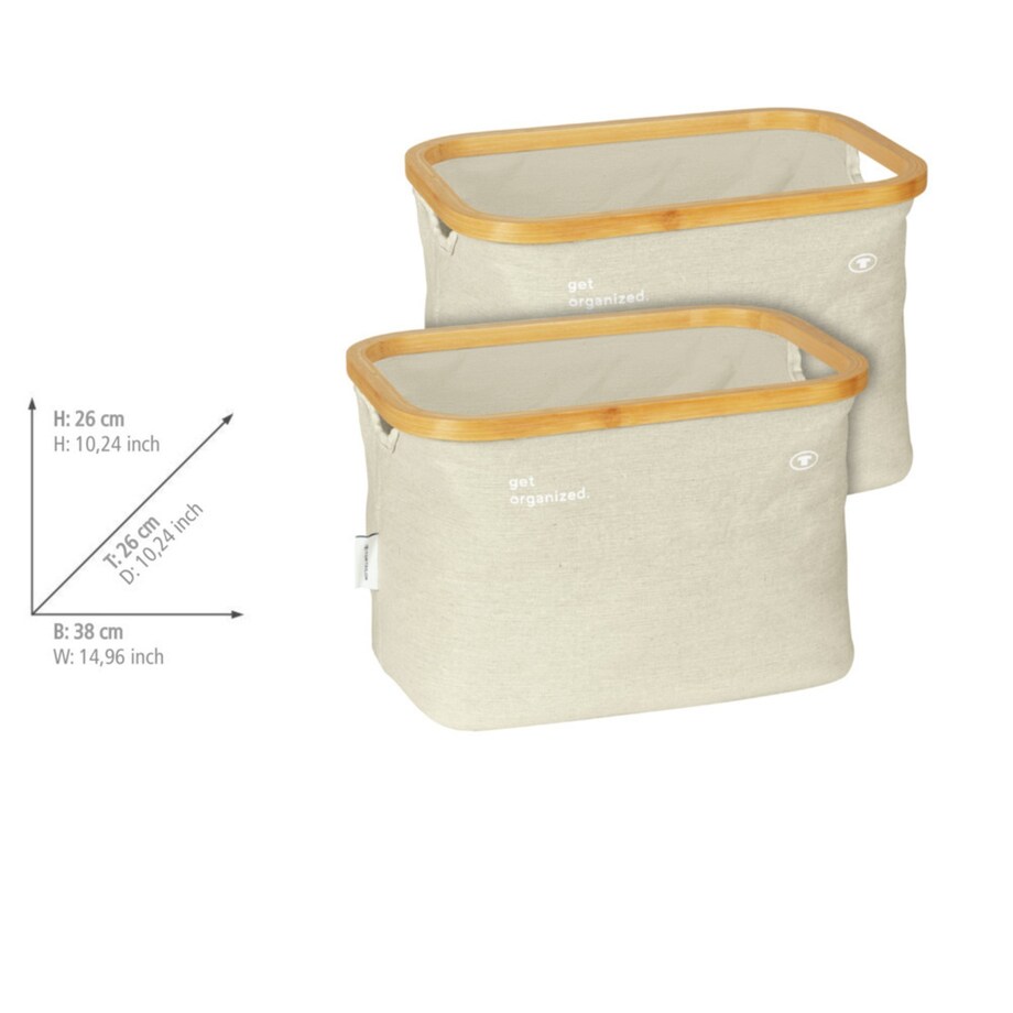 Kosz składany 2 szt. 26x38x26 cm COMPLESS beżowy