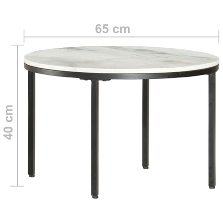 vidaXL Stolik kawowy, biało-czarny, Ø65 cm, prawdziwy marmur