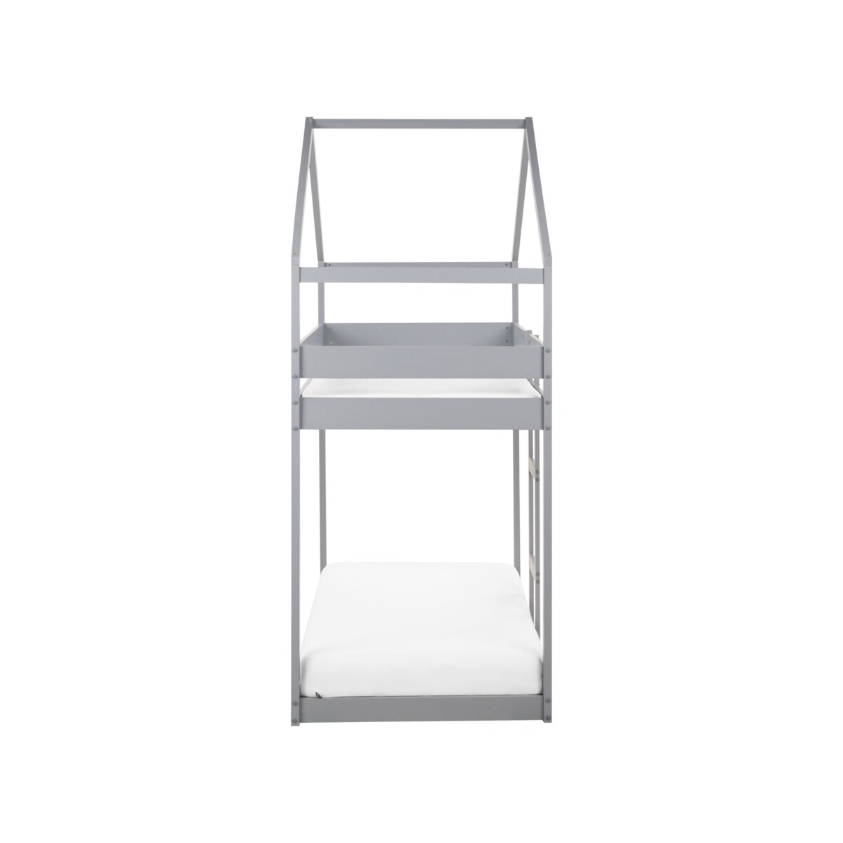 Łóżko piętrowe dziecięce domek drewniane 90 x 200 cm szare LABATUT