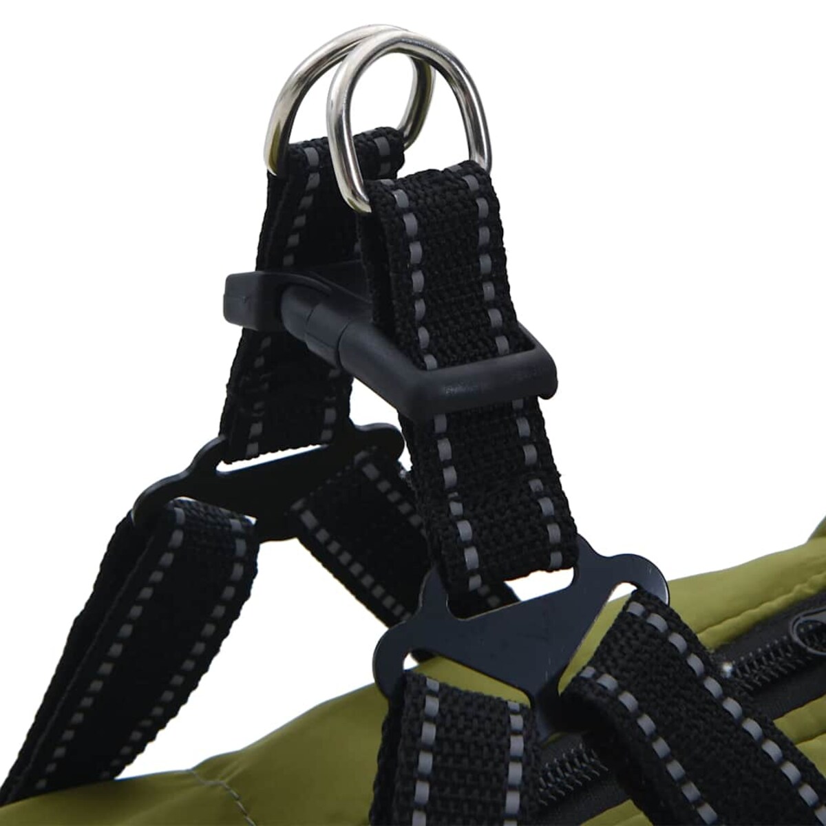 vidaXL Płaszcz dla psa z szelkami, wodoodporny, zielony, L48