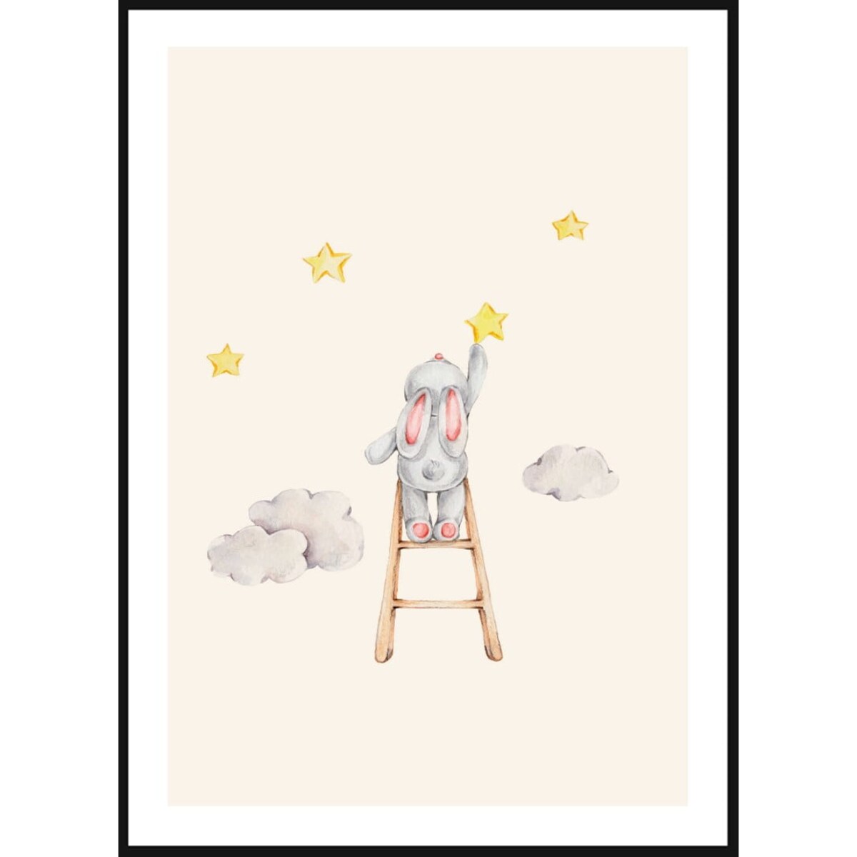 Poster Story, Plakat, Obraz - Króliczek Zbierający Gwiazdy, wymiary 21 x 30 cm