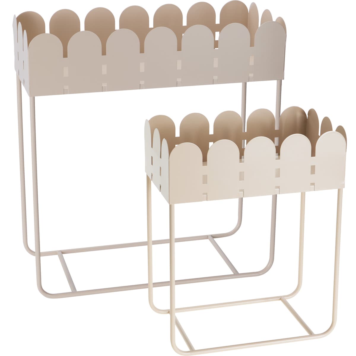 Zestaw 2 metalowych kwietników stojących z falowanym brzegiem SENSE