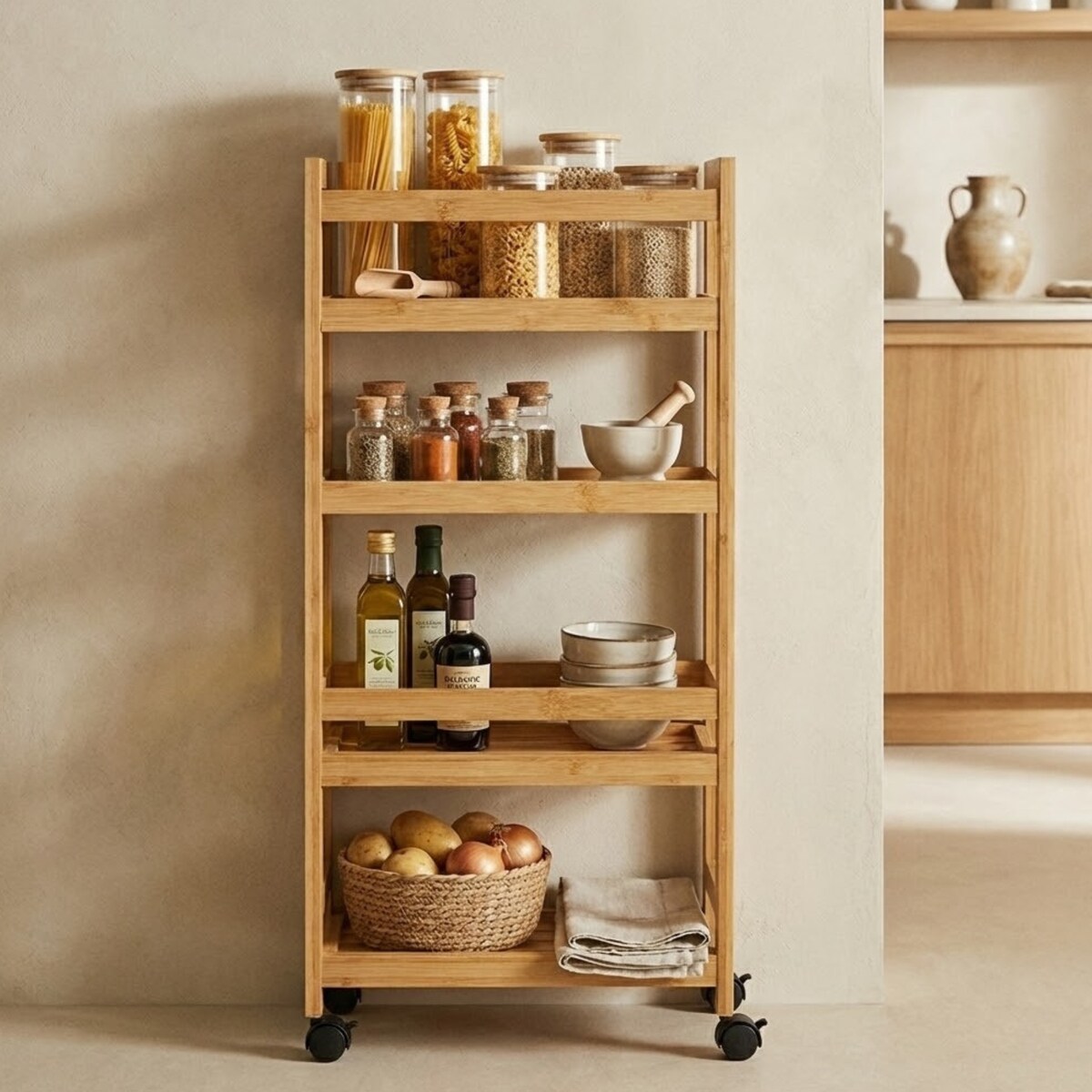 Wąski regał łazienkowy na kółkach, 3 półki KLUK, 76 cm