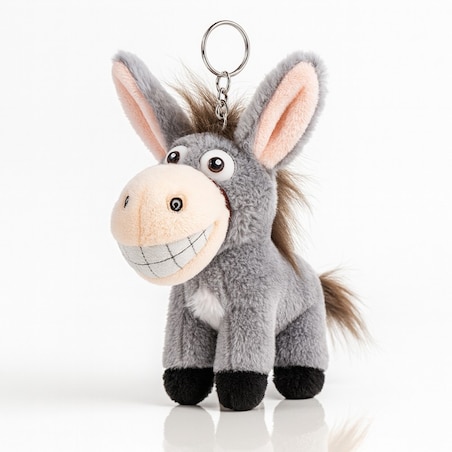 Brelok do kluczy, pluszowy osiołek z ogonkiem szary BRL381SZ