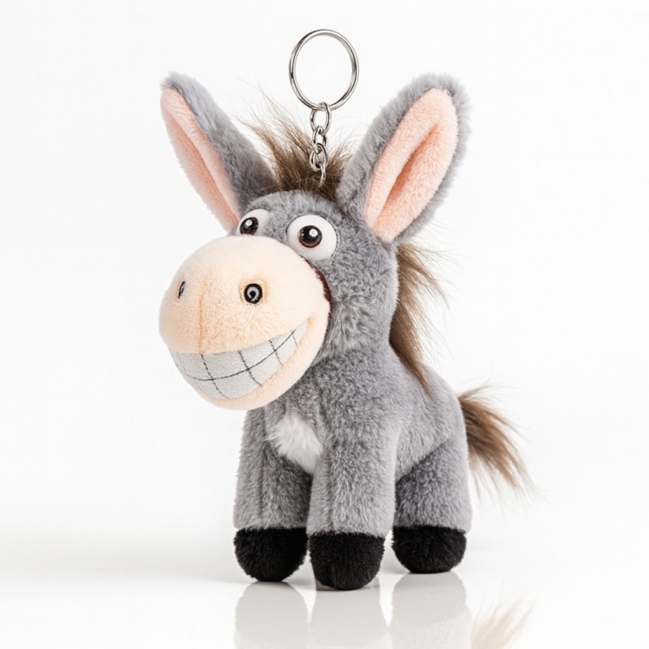 Brelok do kluczy, pluszowy osiołek z ogonkiem szary BRL381SZ