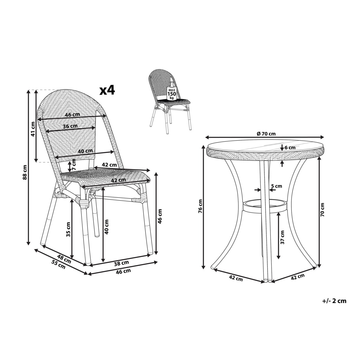 Zestaw ogrodowy dla 4 osób RIFREDDO Technorattan Niebieski