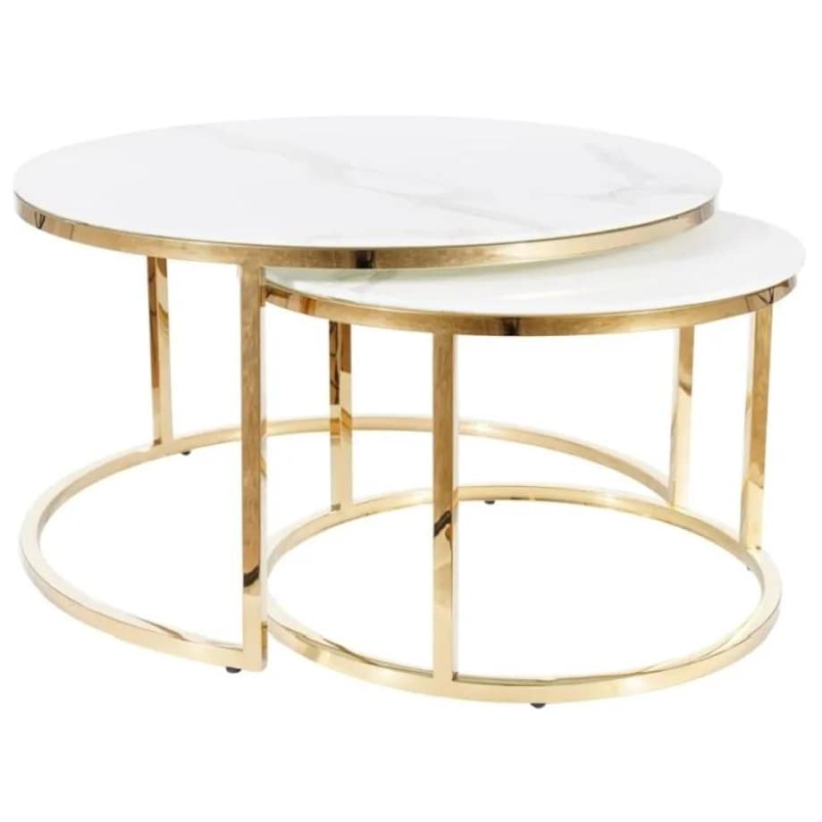 Ława MUSE biały marmur/złota