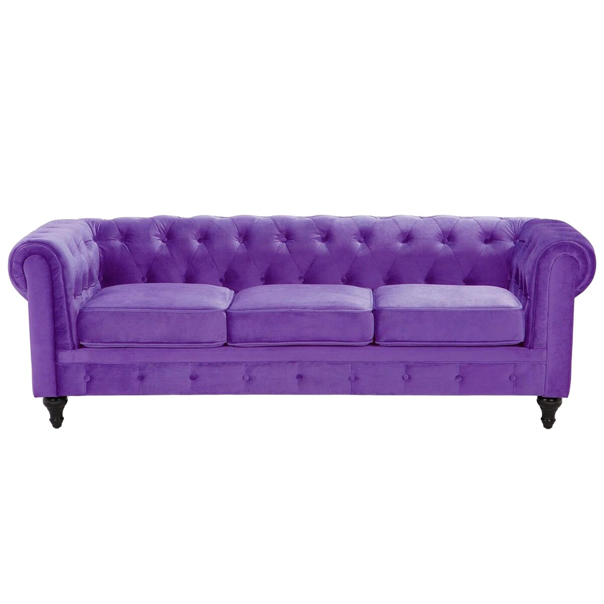 Sofa 3-osobowa welurowa fioletowa CHESTERFIELD