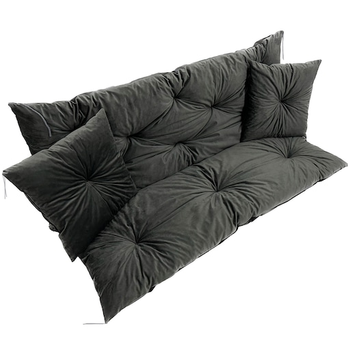 Poduszka Ogrodowa Zestaw 120X60X50 Welur Na Ławkę Huśtawkę Taras Dekoracyjny Szara