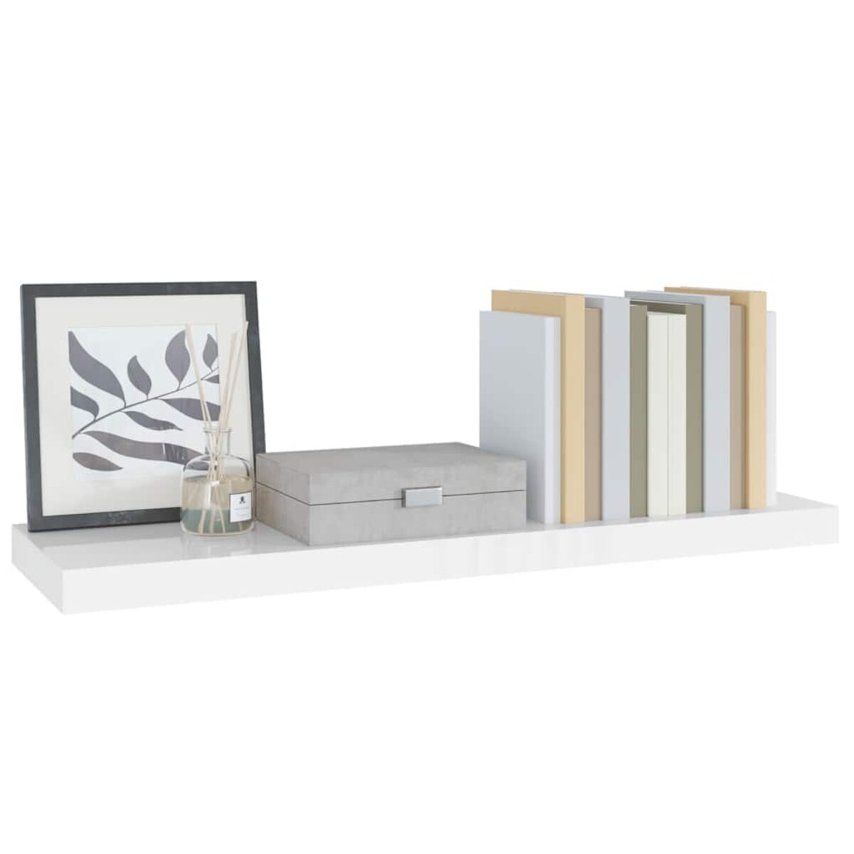 vidaXL Półka ścienna, wysoki połysk, biała, 80x23,5x3,8 cm, MDF