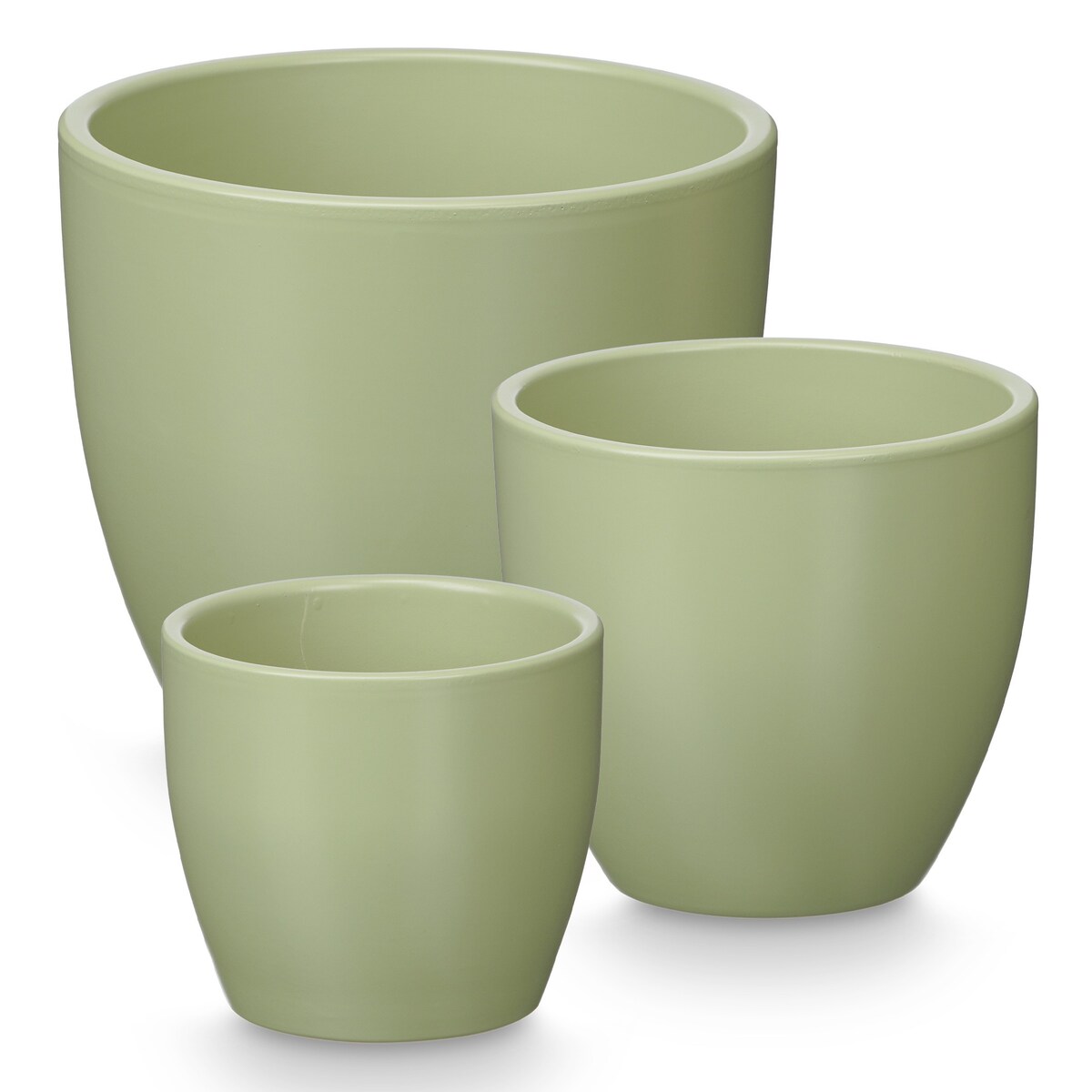 Zestaw 3 doniczek ceramicznych Ø14, 17, 22 cm VASOS okrągłe miętowe