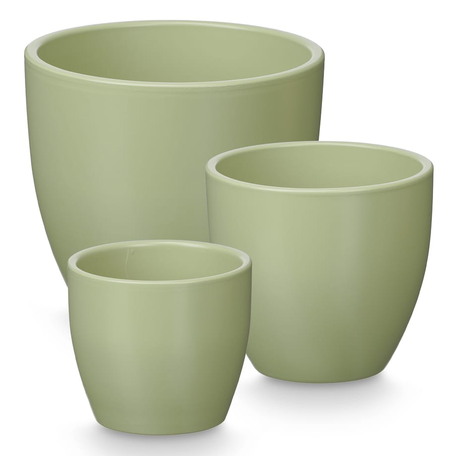 Zestaw 3 doniczek ceramicznych Ø14, 17, 22 cm VASOS okrągłe miętowe