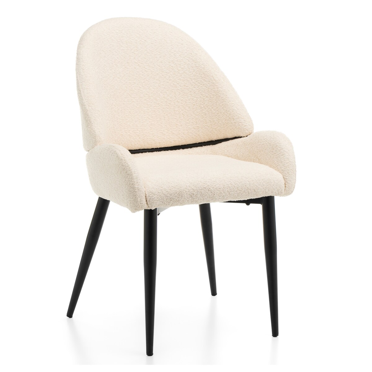 Krzesło tapicerowane boucle do salonu BERGAMO jasnobeżowe