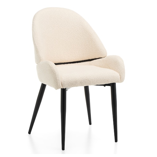 Krzesło tapicerowane boucle do salonu BERGAMO jasnobeżowe