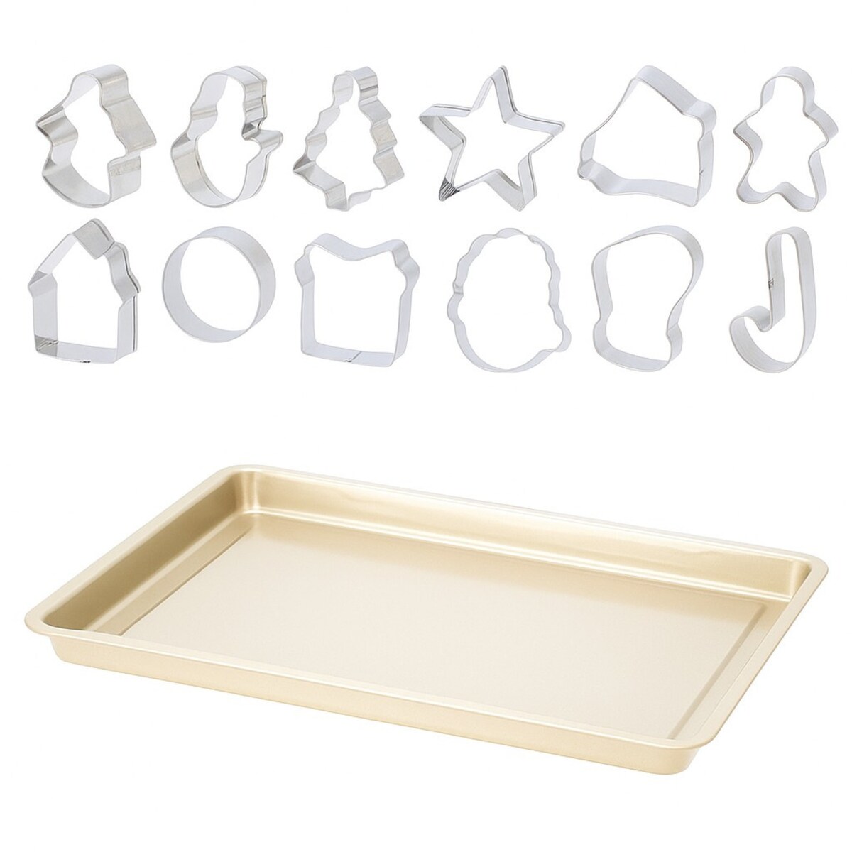 Foremki do pierników FJOLI, 13 wykrawaczek + stalowa blaszka z powłoką antyprzywierającą