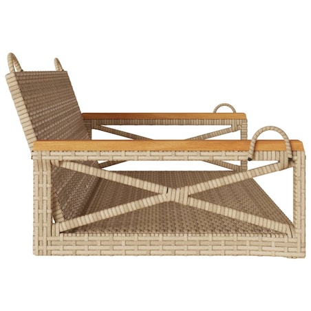 vidaXL Ławka bujana, beżowa, 109x62x40 cm, polirattan