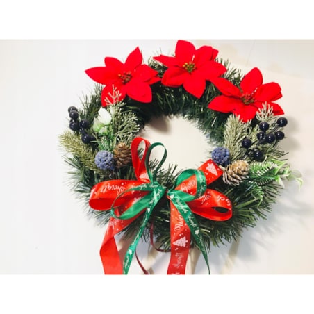 WIANEK sztuczny gotowy udekorowany świąteczny na drzwi okno stroik 30cm