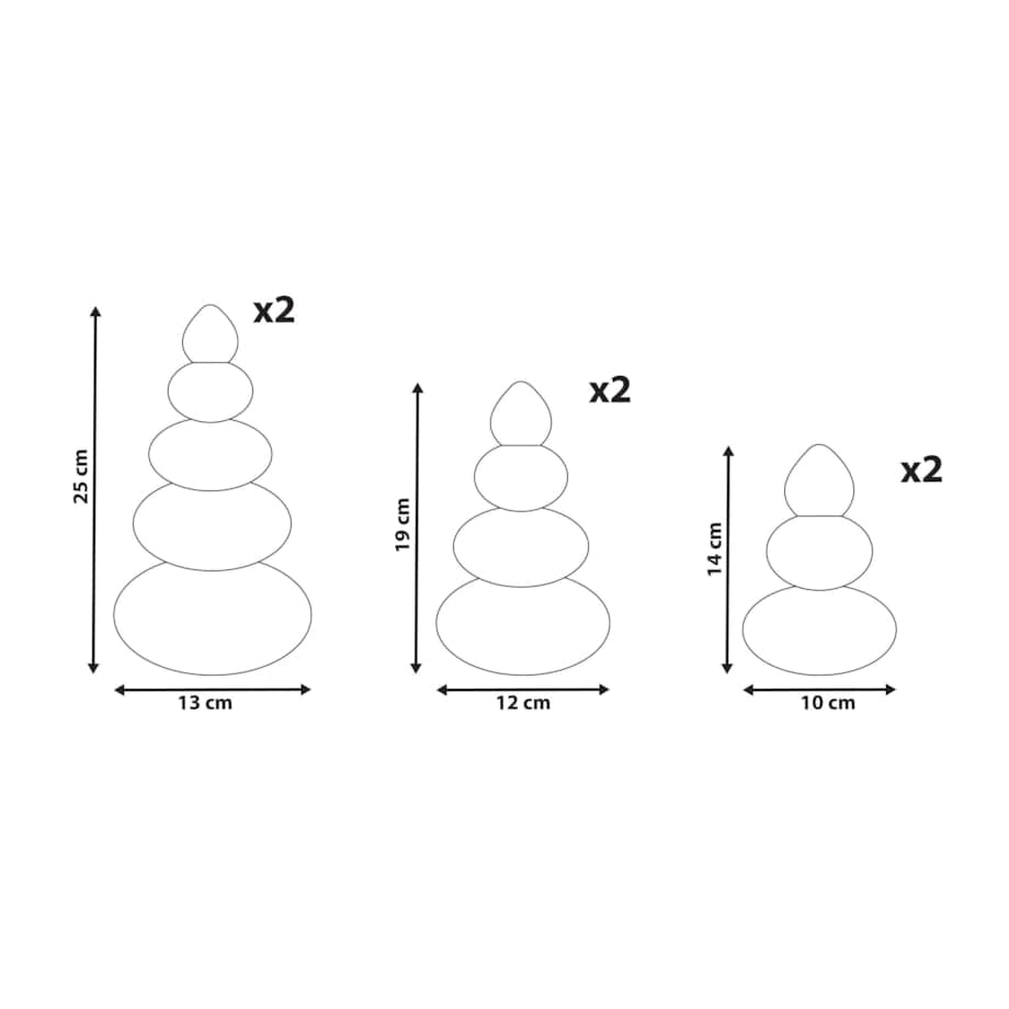 Zestaw 6 dekoracji świątecznych RANELVA Choinka 14/19/25 cm Brązowy/ beżowy