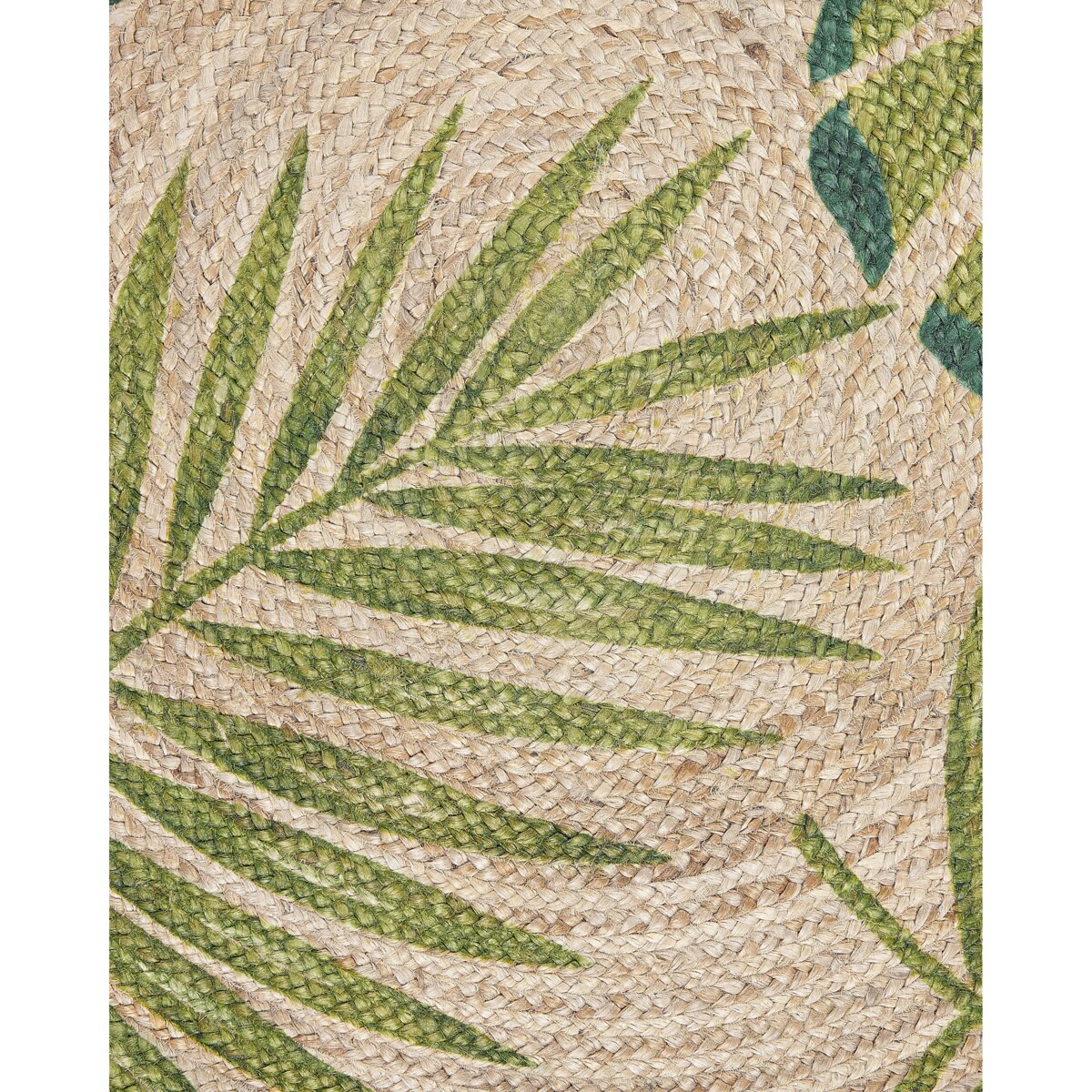 Dywan okrągły z juty w liście ⌀ 140 cm beżowo-zielony BUGAY