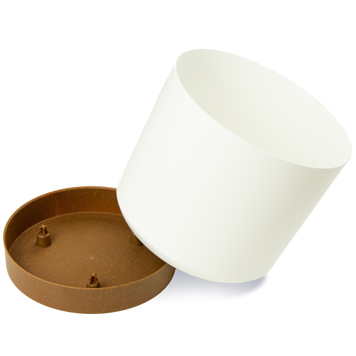 Doniczka Ogrodowa 39Cm Z Podstawką Do Domu Donica Plastikowa Gładka Biała