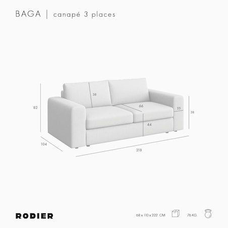 Sofa 3 osobowa Baga jasno szara