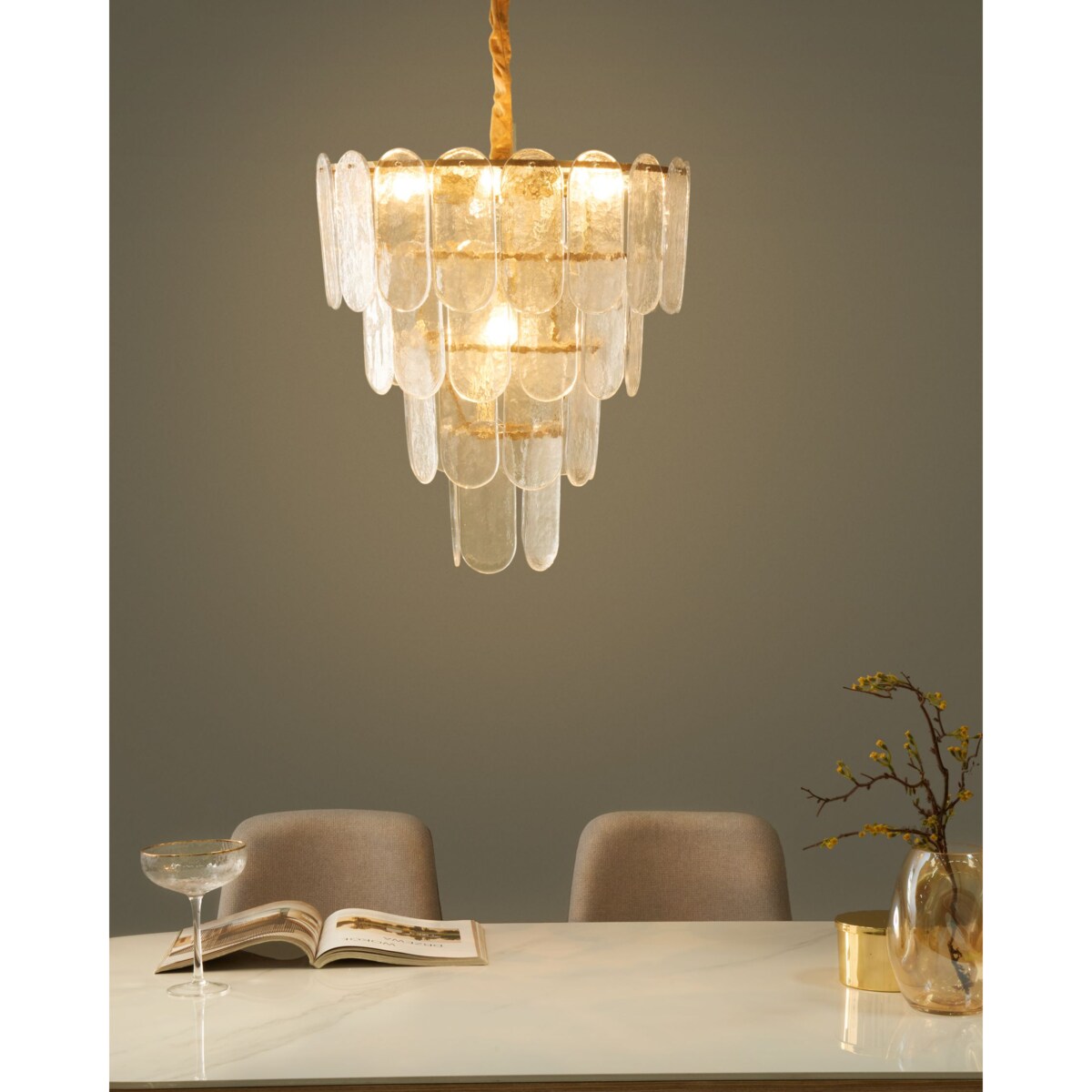Żyrandol CARAVELI Szkło Mosiężny