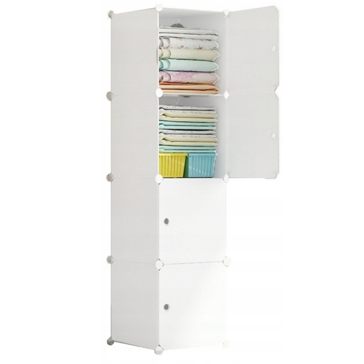 Szafa modułowa garderoba ubraniowa biała regał słupek zamknięty 4 półki