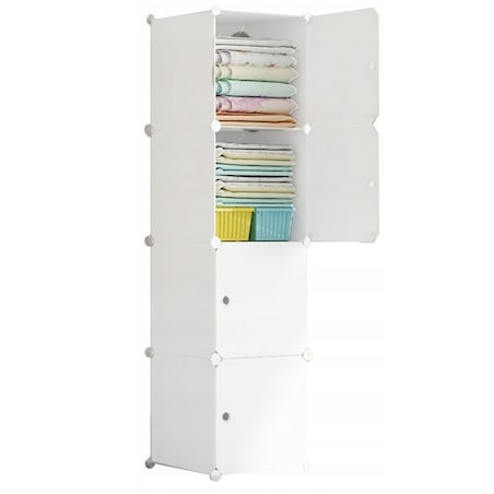 Szafa modułowa garderoba ubraniowa biała regał słupek zamknięty 4 półki