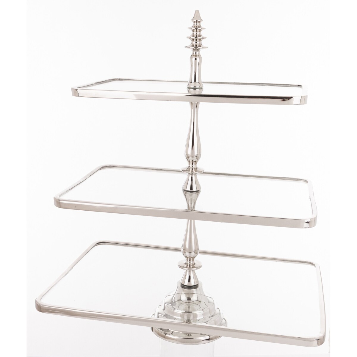 Patera 3-poziomowa szklana 55x47x31 cm ETERA-3 srebrna