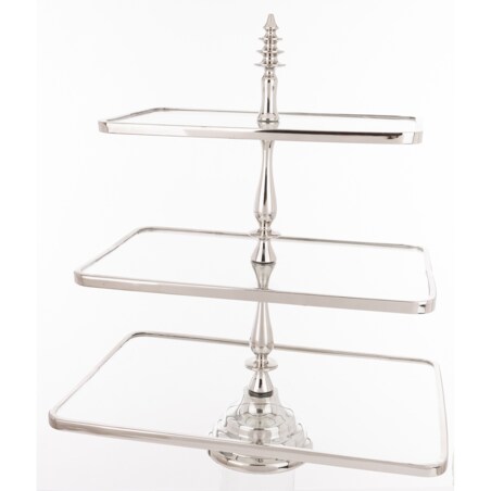 Patera 3-poziomowa szklana 55x47x31 cm ETERA-3 srebrna