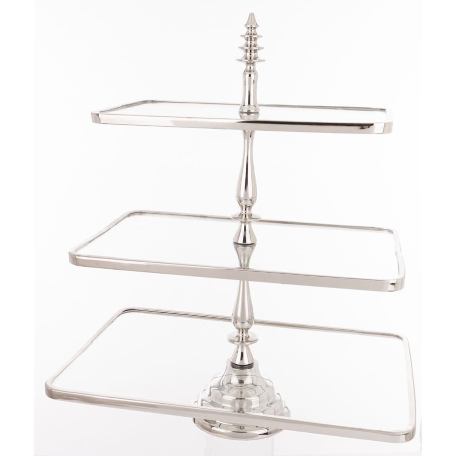 Patera 3-poziomowa szklana 55x47x31 cm ETERA-3 srebrna