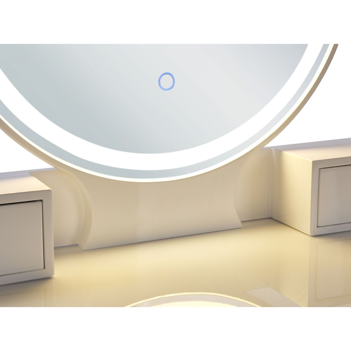 Toaletka 4 szuflady lustro LED ze stołkiem biało-złota AUXON