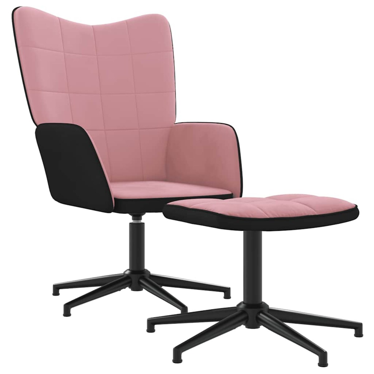 vidaXL Fotel z podnóżkiem, różowy, aksamit i PVC