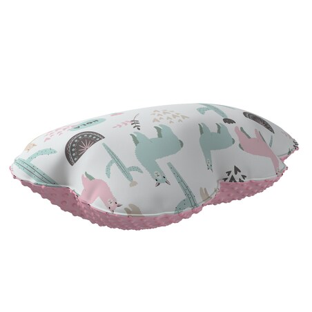 Poduszka Soft Cloud z minky, pastelowe lamy na jasnoszarym tle, 55x15x35cm, Magic Collection