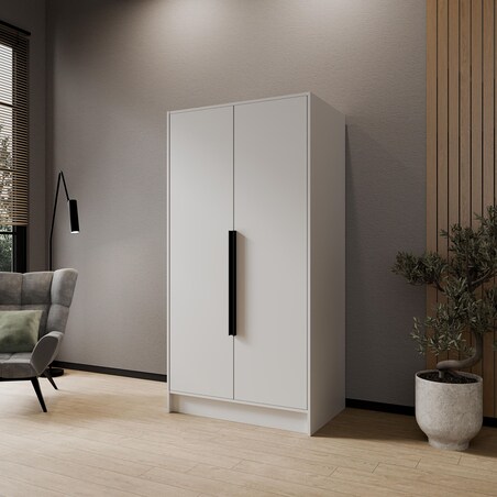 Szafa 100 gładka ORTO bez lustra z czarnymi uchwytami, biała