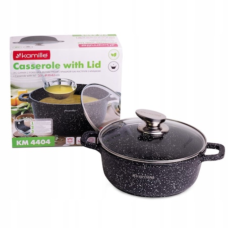 Garnek marmurowy z pokrywką 2.3L indukcja na gaz KAMILLE