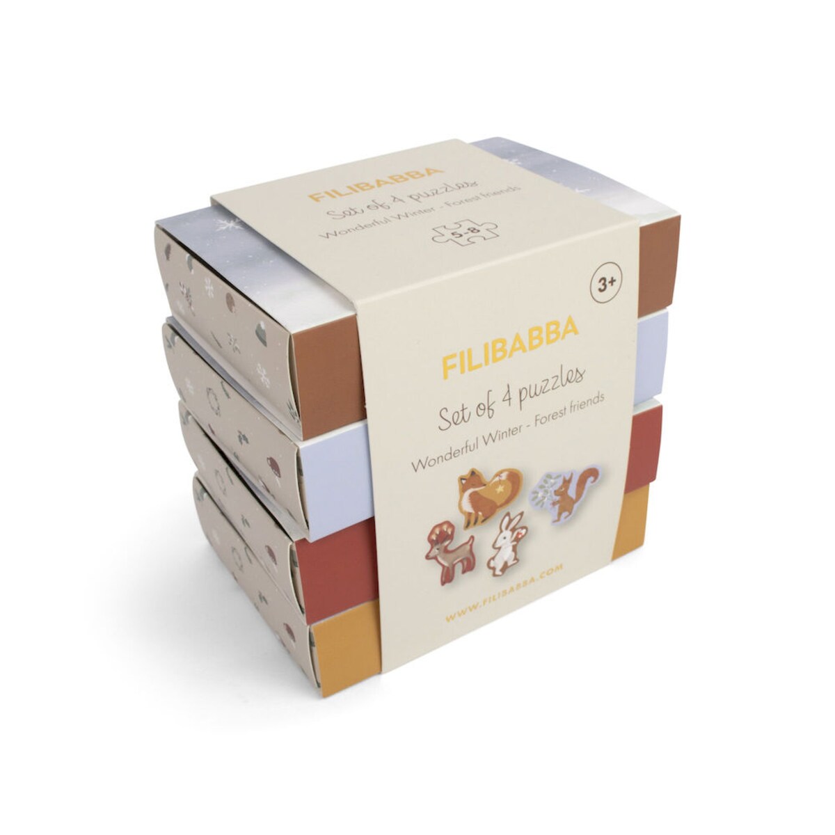 Filibabba Puzzle zestaw 4 układanek Wonderful Winter - Forest friends