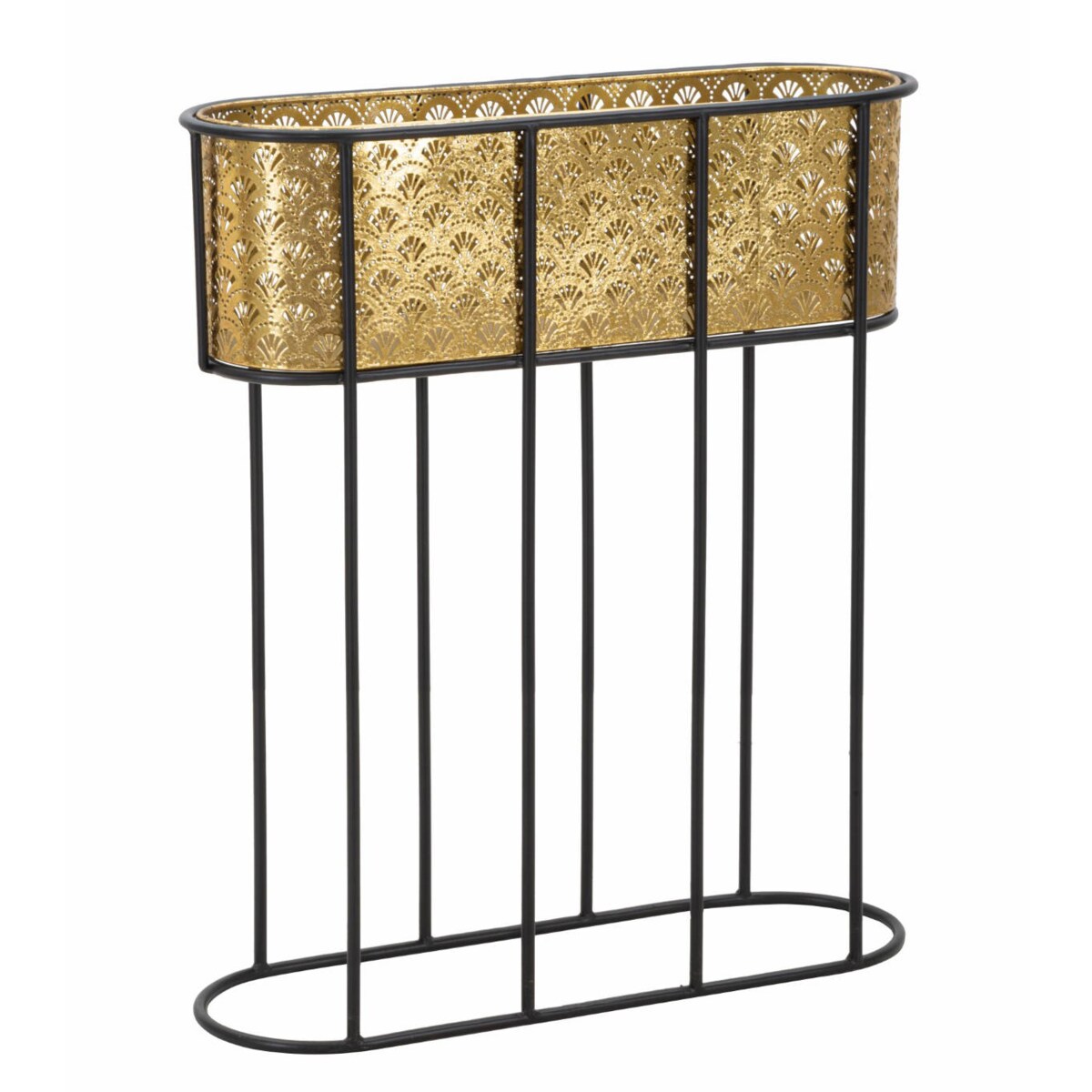 Osłonka na doniczki na stojaku, metalowa koronka, wys. 70 cm