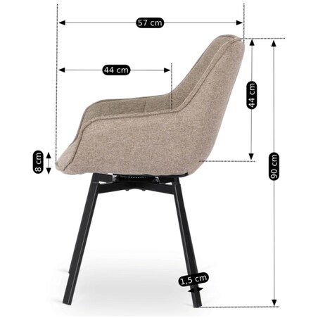 Krzesło Tapicerowane Do Jadalni Kuchni Salonu Obrotowe 360 Beżowe LUNA 2