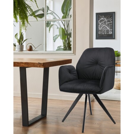 Krzesło welurowe obrotowe PERLA czarne