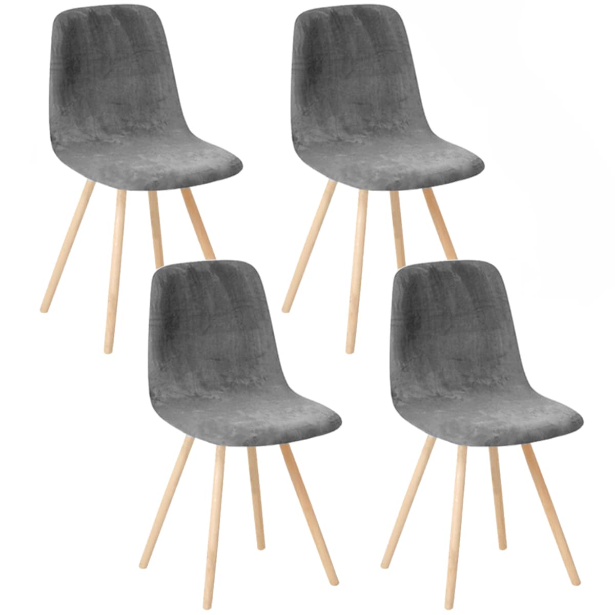 Pokrowiec Na Krzesło Zestaw 4 Szt Skandynawskie Szary Welur