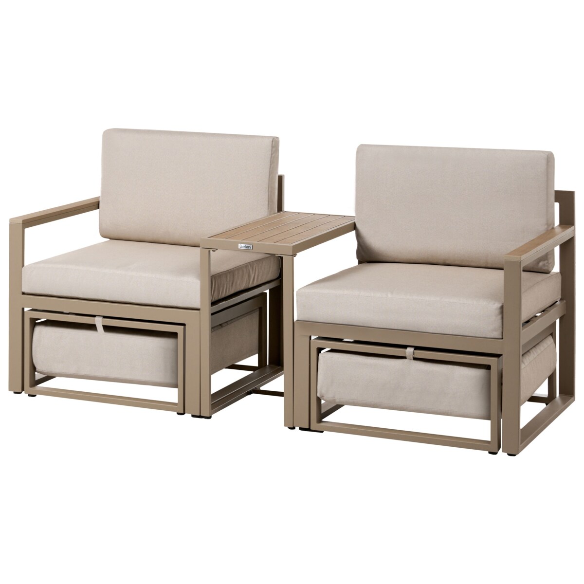 Zestaw ogrodowy ze stolikiem i otomaną dla 2 osób NOCI Modułowy Metal Beżowy