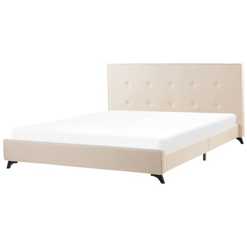 Łóżko tapicerowane 180 x 200 cm beżowe AMBASSADOR