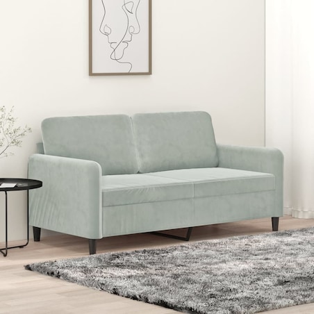 vidaXL Sofa 2-osobowa, jasnoszara, 140 cm, tapicerowana aksamitem