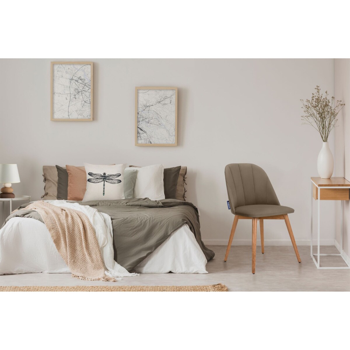 KONSIMO BAKERI Krzesła skandynawskie welurowe, beżowy, 2 szt