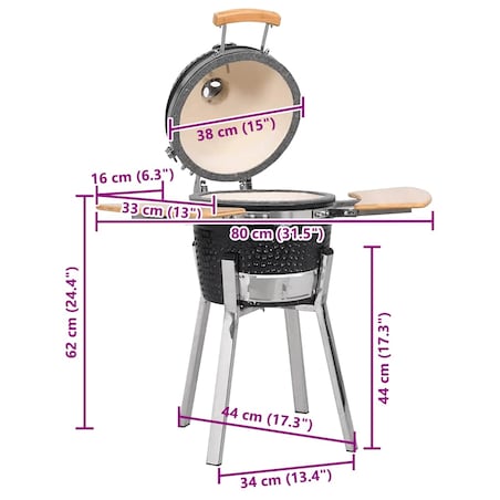 vidaXL Ceramiczny grill Kamado z wędzarnią, 81 cm