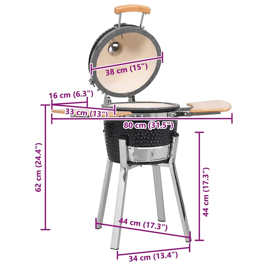 vidaXL Ceramiczny grill Kamado z wędzarnią, 81 cm