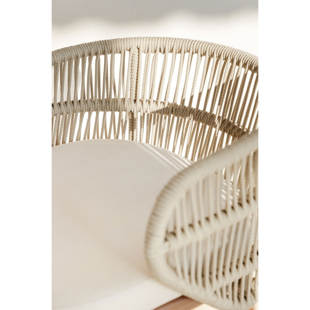 Krzesło barowe, ogrodwe, drewno akacji + pleciony sznurek Capri, ↑65 cm