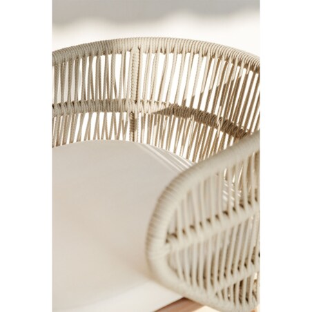 Krzesło barowe, ogrodwe, drewno akacji + pleciony sznurek Capri, ↑65 cm