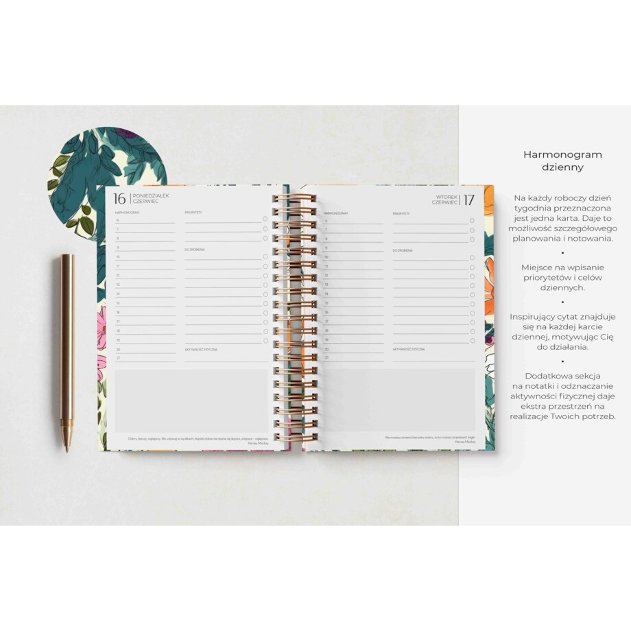 Planner dzienny na spirali 2025 – Ramo De Flores